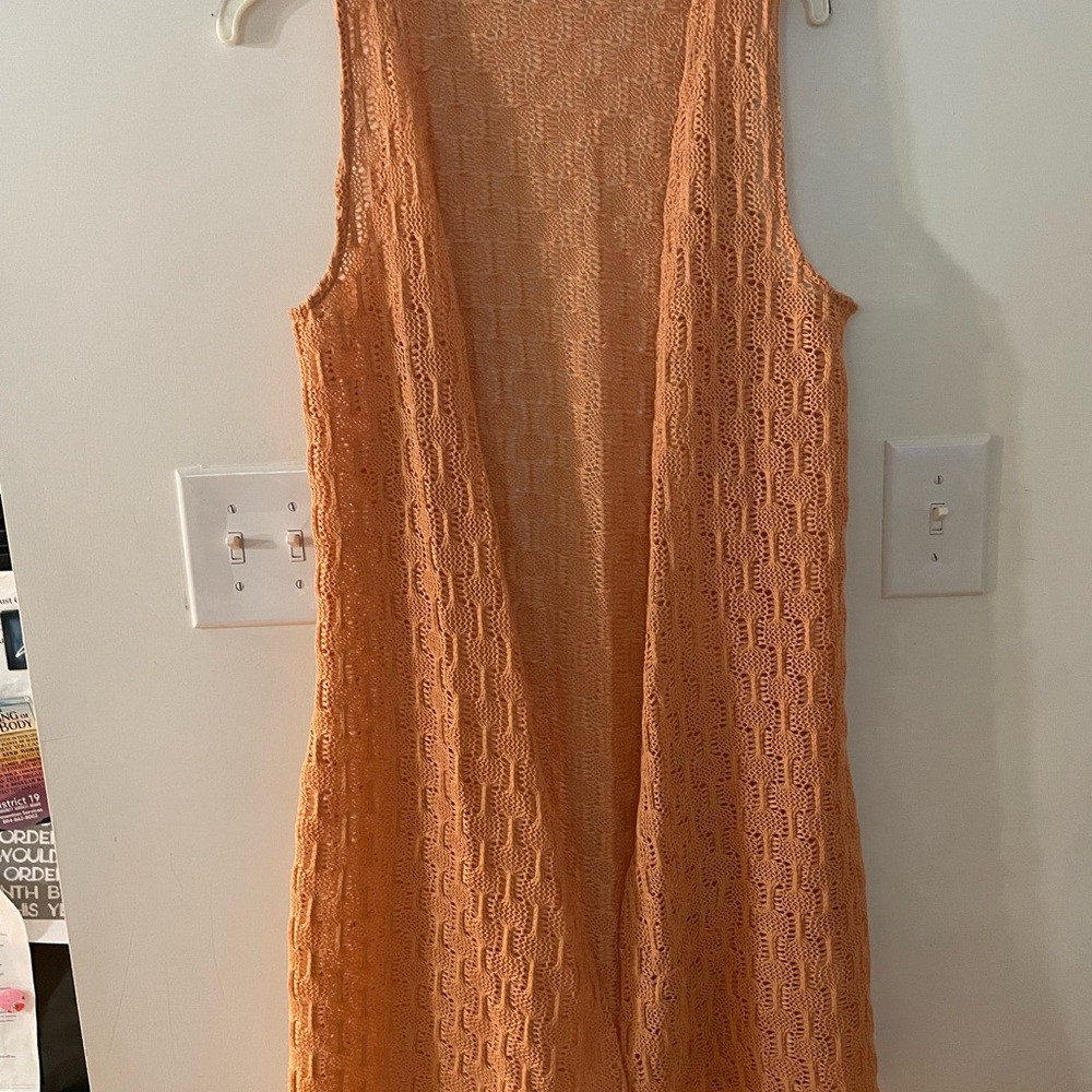 Sleeveless Crochet Knit Works in Orange Size 18 1/2
